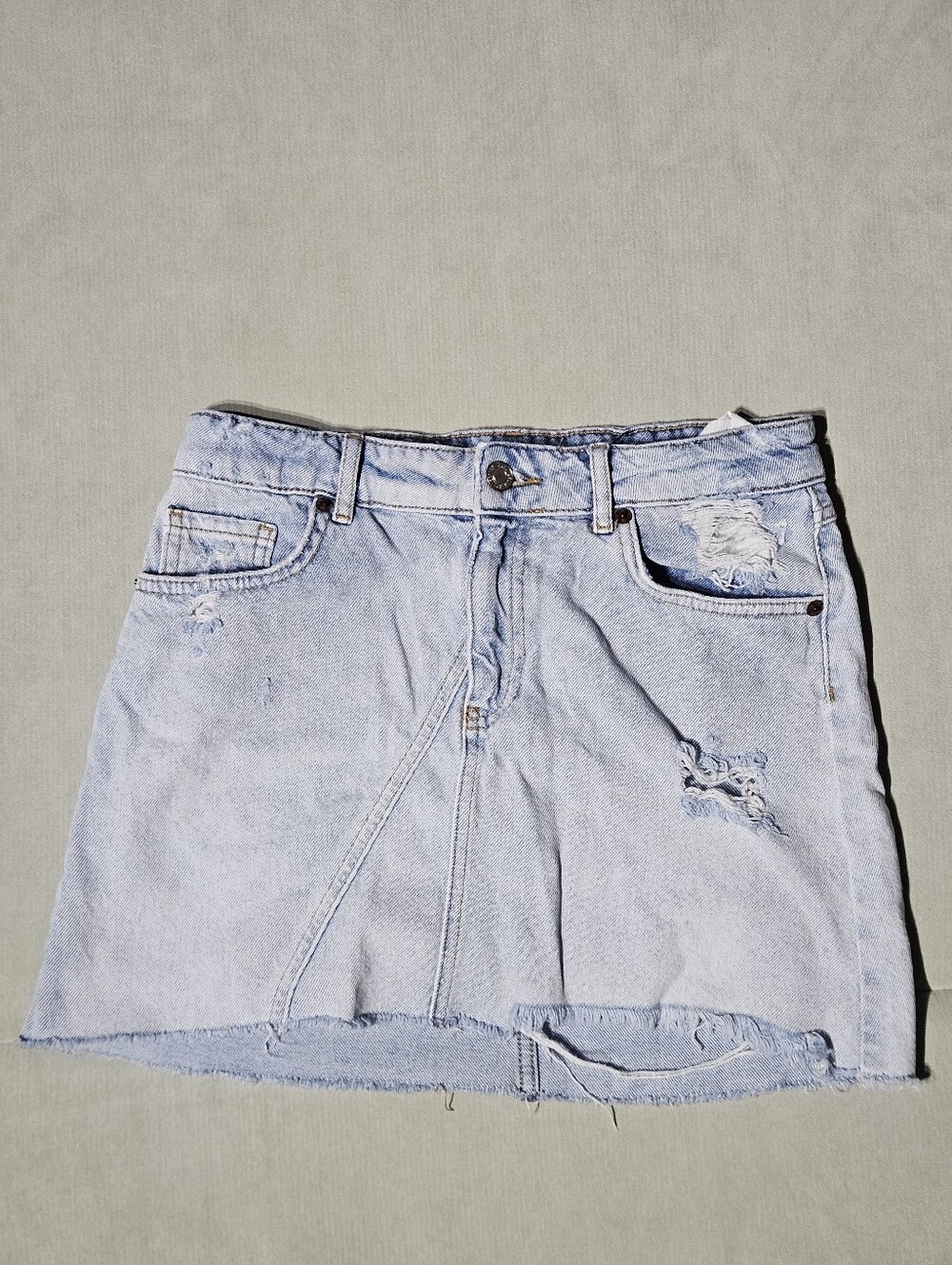 Zara Girls Distressed Denim Mini Skirt Size 13-14